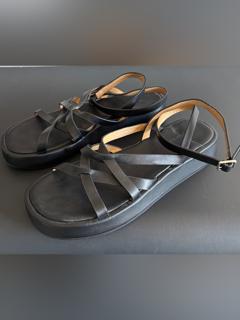 Madewell The Sabina Flatform Sandal -Black Leather - Size 7.5 - New Without Tags